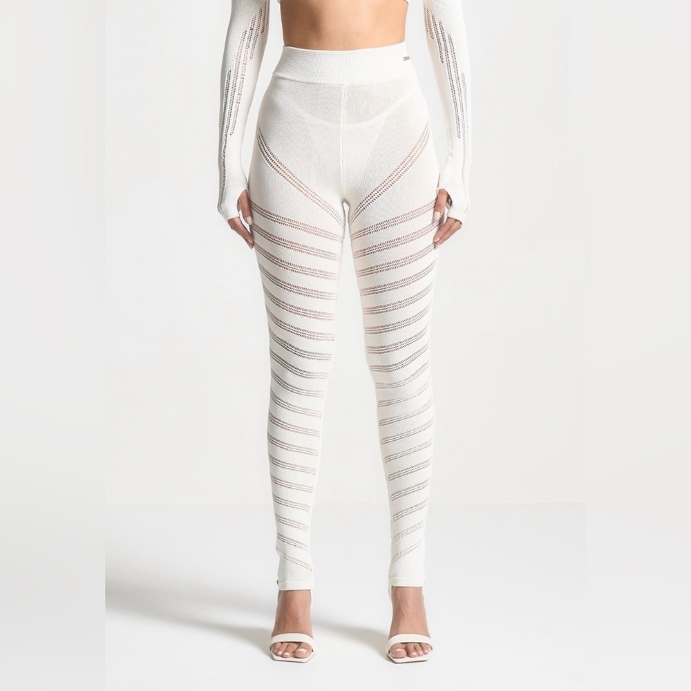 Maniere de Voir High Waisted Knit Spiral Contour Leggings Fall Winter 2024 NWT